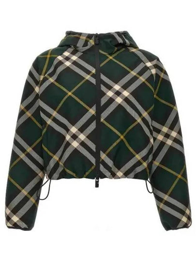 Check Pattern Zip-Up Hoodie Green - BURBERRY - BALAAN 2