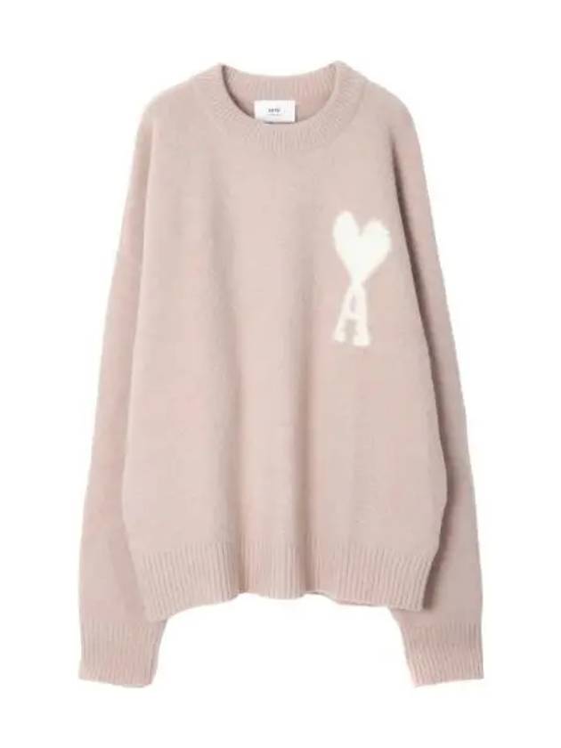 Heart intarsia oversized alpaca knit - AMI - BALAAN 1