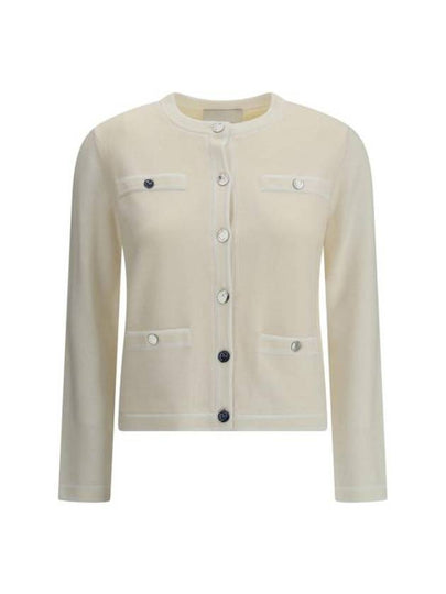 Kendra Button-Up Crew Neck Cardigan Ivory - TORY BURCH - BALAAN 2