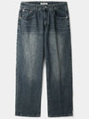 DPT 001 Damaged washed denim pants dark navy - INDUST - BALAAN 2