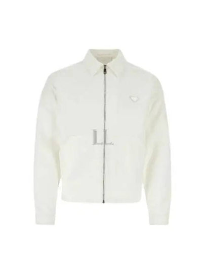 Triangle Logo Bull Denim Zip Up Jacket White - PRADA - BALAAN 2