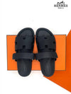 Hermes Chypre H Logo Calfskin Sandals Black - HERMES - BALAAN 2