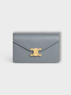 Triomphe Chain Shiny Calfskin Half Wallet Blue Grey - CELINE - BALAAN 2