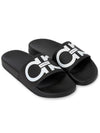 Gancini Printing Band Rubber Slippers Black - SALVATORE FERRAGAMO - BALAAN 4