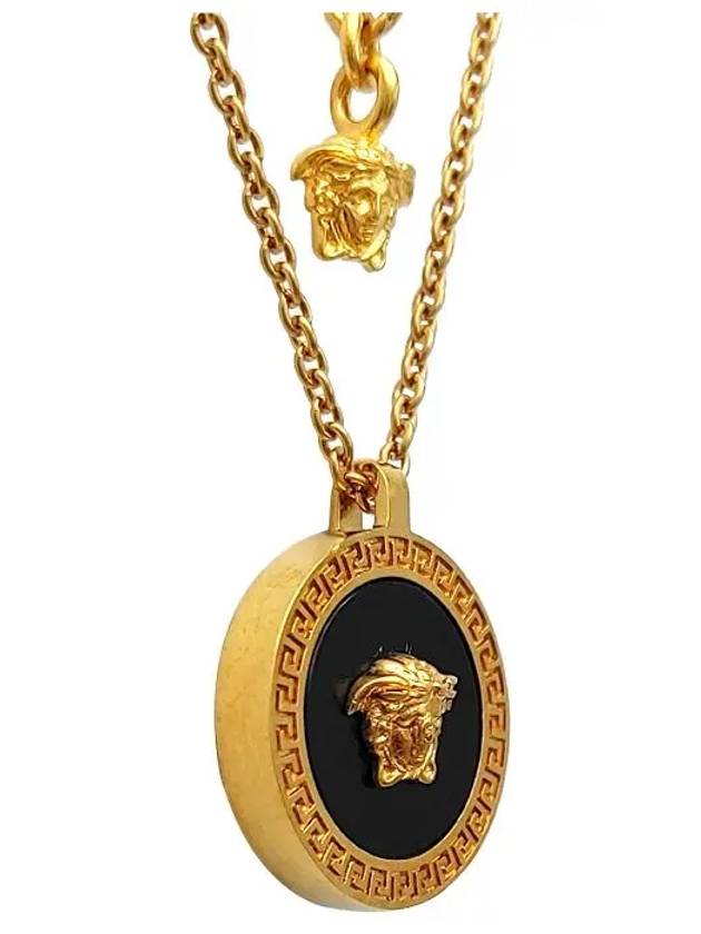 Enamel Medusa Pendant Necklace Black Gold - VERSACE - BALAAN 4