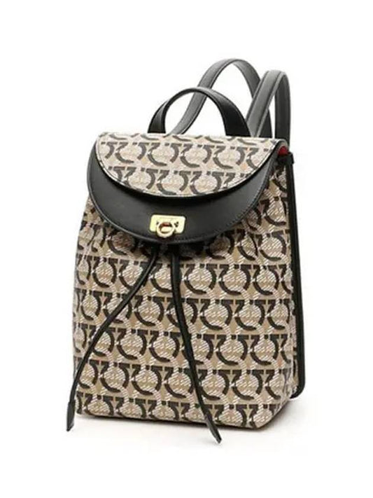 Gancini Print Backpack Beige - SALVATORE FERRAGAMO - BALAAN 2