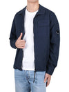 Lens Wappen Gabardine Shirt Zip-up Jacket Navy - CP COMPANY - BALAAN 4
