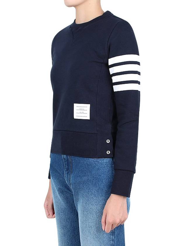 Engineered 4 Bar Stripe Loopback Jersey Knit Crewneck Sweatshirt Navy - THOM BROWNE - 4