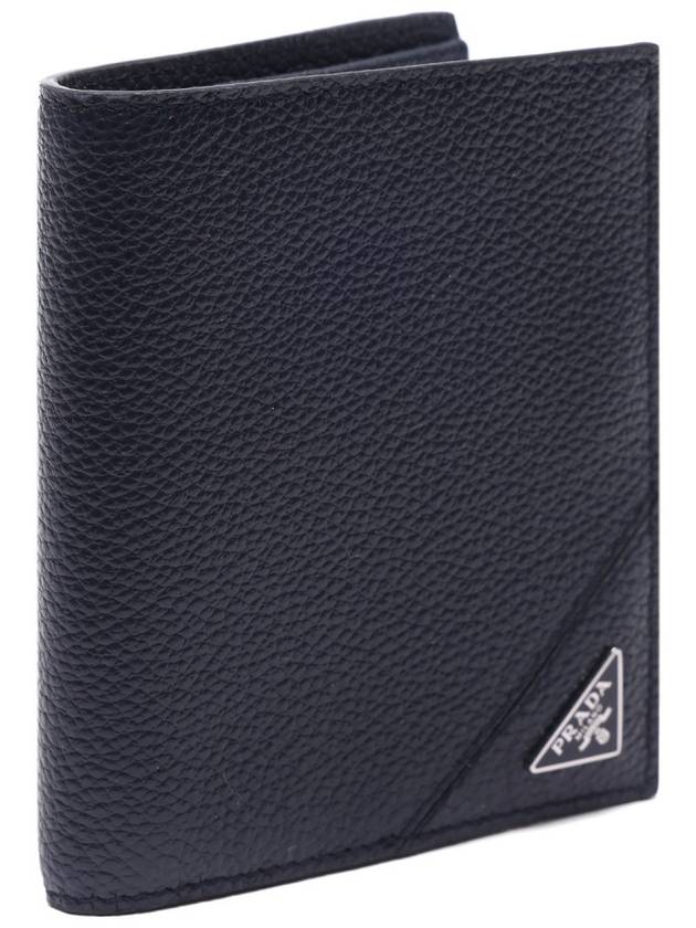 Vitello Triangle Logo Half Wallet Baltic Blue - PRADA - BALAAN 4