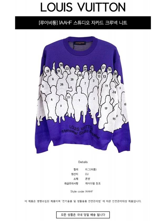 1AAHF Studio Jacquard Crew Neck Knit Pig Men’s Knit TEO - LOUIS VUITTON - BALAAN 2