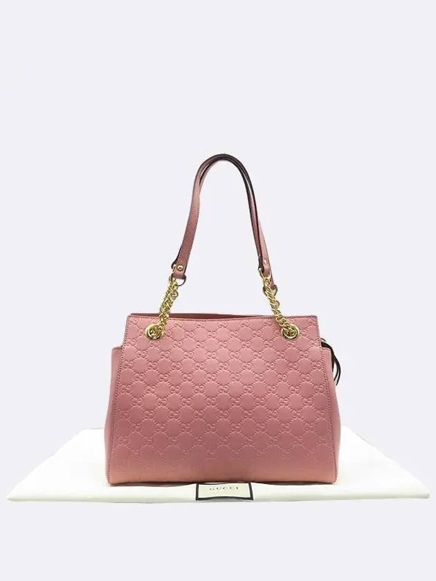 453773 Pink GG signature logo Cima leather gold decorated chain shoulder bag - GUCCI - BALAAN 1