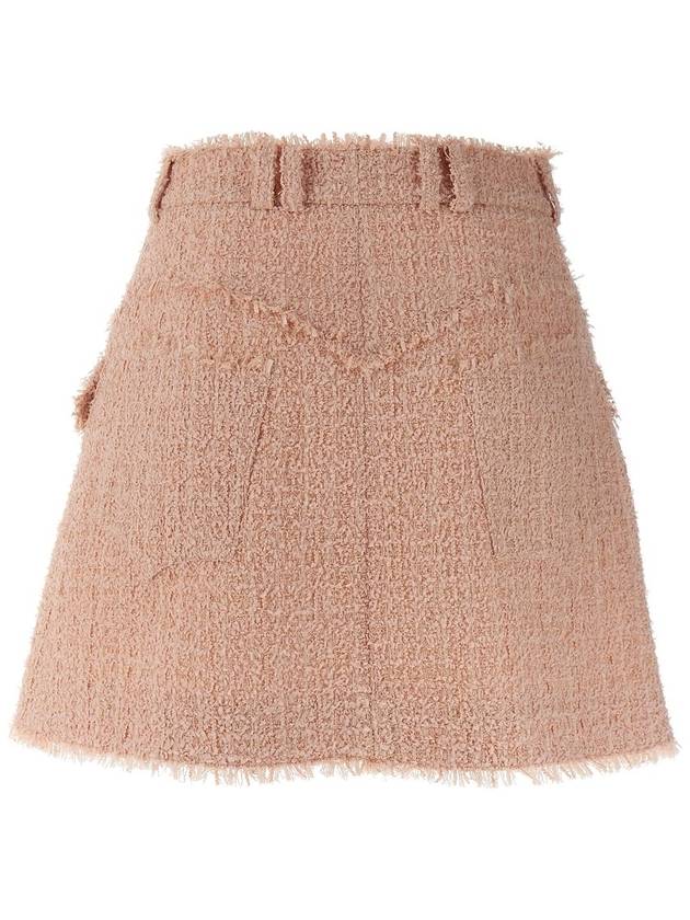 Light-Pink Frayed Tweed Mini Skirt In Wool Blend Woman - BALMAIN - BALAAN 2