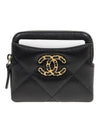 Nineteen Gold CC Logo Lambskin Zipper Card Wallet Black - CHANEL - BALAAN 2