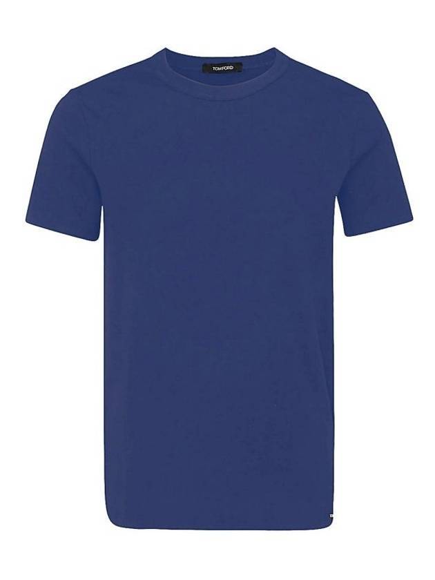 Cotton Crew Neck Short Sleeve T-Shirt T-Shirt blue - TOM FORD - BALAAN 2