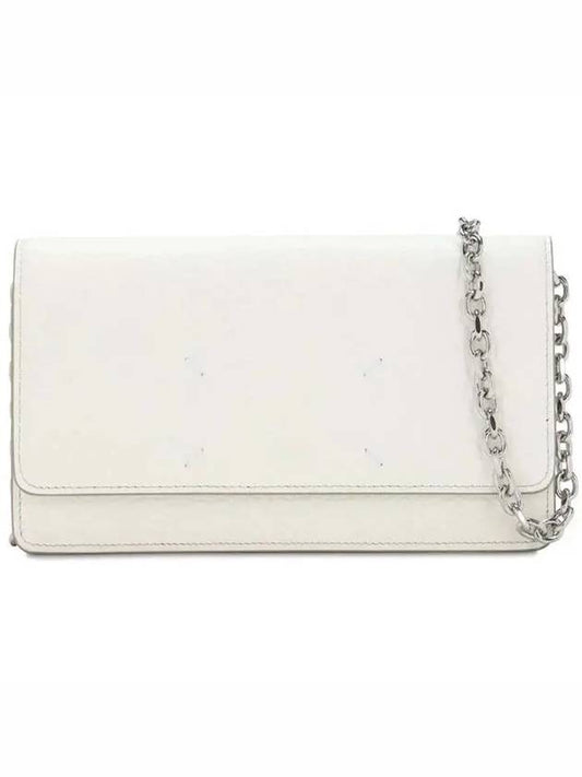 Logo Stitching Large Leather Chain Long Wallet White - MAISON MARGIELA - BALAAN 2