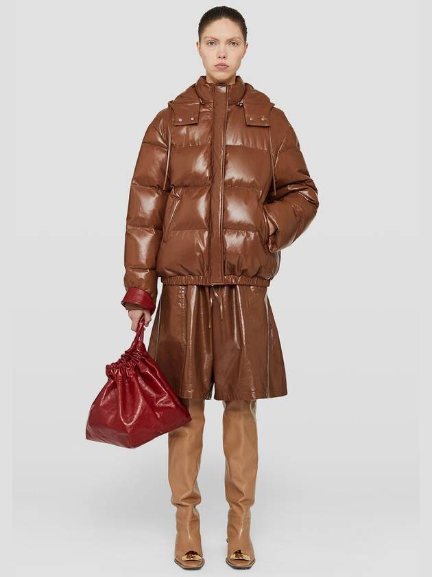 Drawstring Hood Goose Down Jacket Padded Brown - JIL SANDER - BALAAN 3