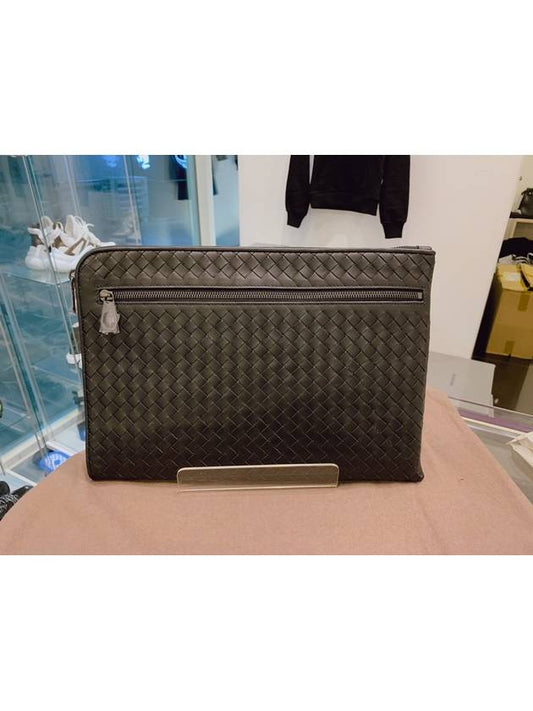 Intrecciato Weaving Zipper Clutch Bag Black - BOTTEGA VENETA - BALAAN 2