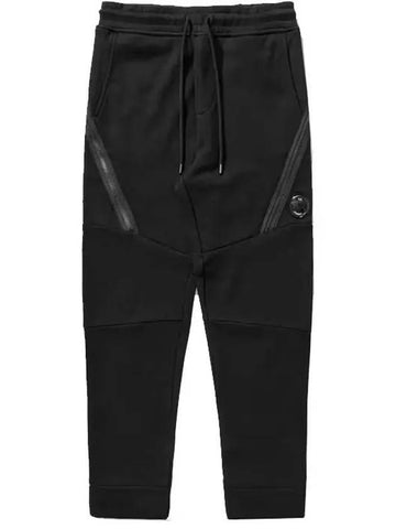 Logo Applique Tapered Track Pants Black - CP COMPANY - BALAAN 1