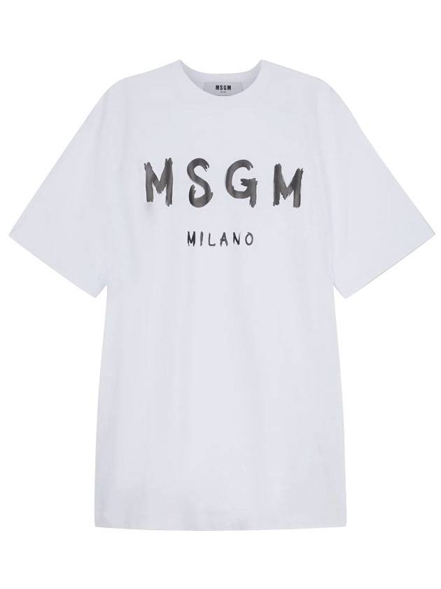 Brushed Logo Midi Dress White - MSGM - BALAAN 1