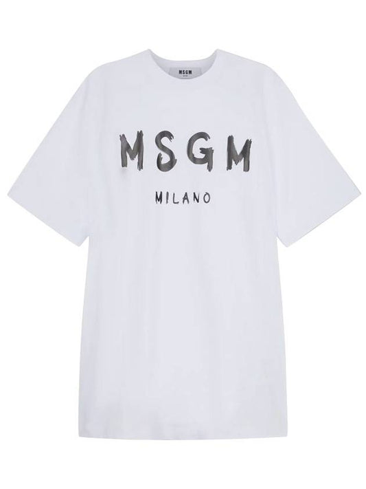 Brushed Logo Midi Dress White - MSGM - 1