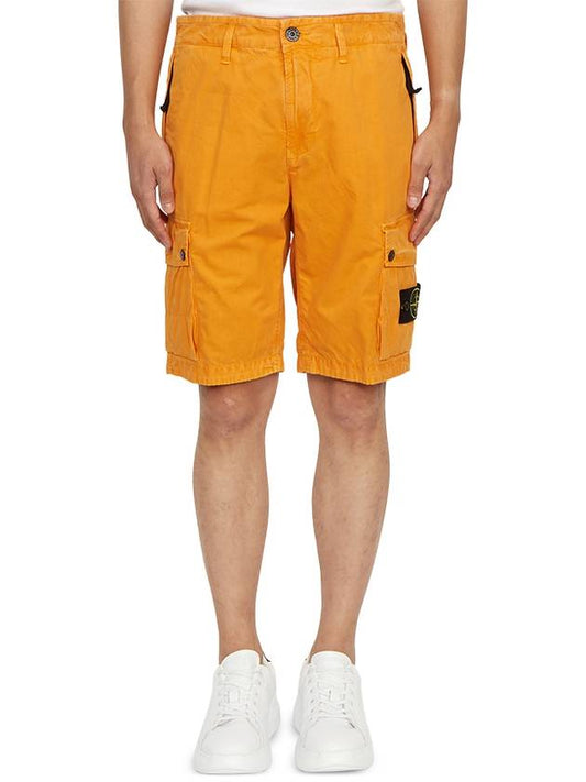 Men's Logo Patch Cargo Bermuda Shorts Orange - STONE ISLAND - BALAAN 2