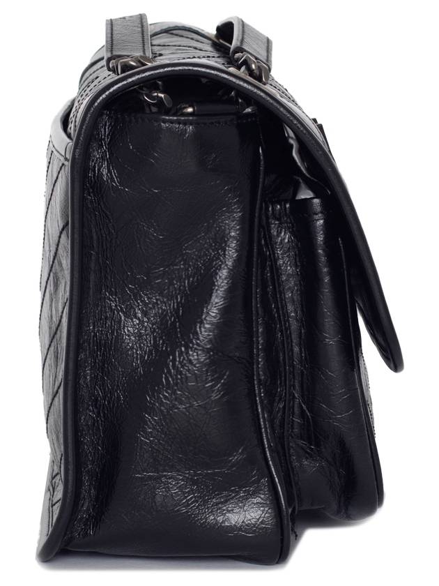 Nikki Medium Krinkle Vintage Leather Shoulder Bag Black - SAINT LAURENT - BALAAN 4