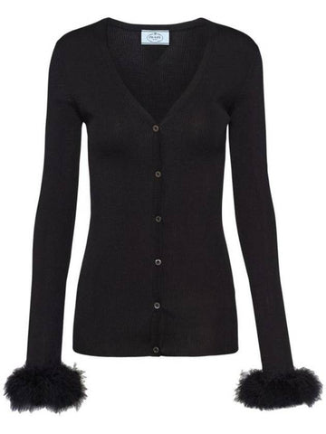 Cardigan P25L63S23112DYF0002 Black - PRADA - BALAAN 1