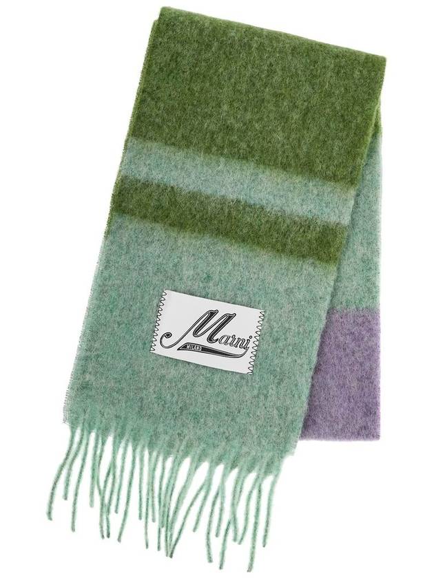 Striped Alpaca Mohair Muffler Green - MARNI - BALAAN 4