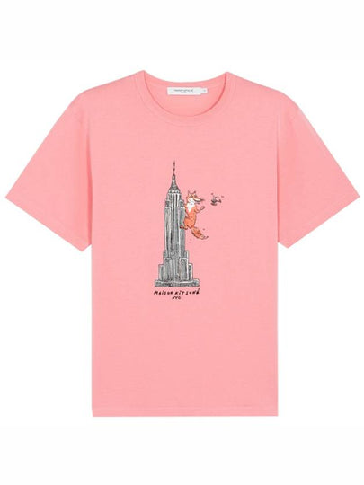 Oly Empire Fox Printing Round Cotton Short Sleeve T-Shirt Pink - MAISON KITSUNE - BALAAN 2