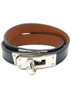 Women s Hermes Black Appong Silver Kelly Double Tour Bracelet R Engraved gt Gangbuk used luxury goods - HERMES - BALAAN 2