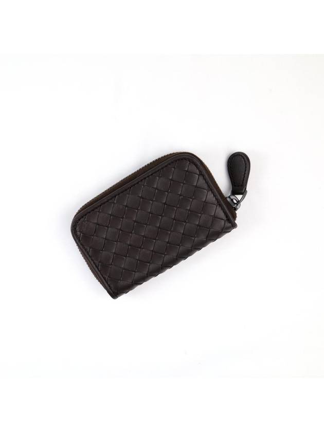 Intrecciato Zipper Coin Card Wallet Dark Brown - BOTTEGA VENETA - BALAAN 4