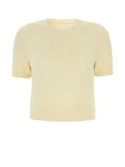 Crop Brushed Alpaca Knit Top Light Yellow - MAISON MARGIELA - BALAAN 2