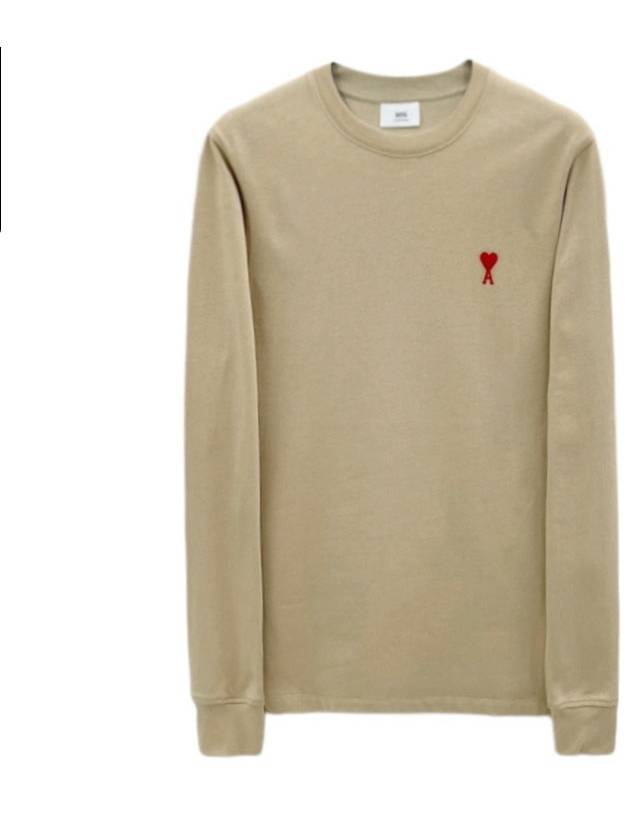 Small Heart Logo Sweatshirt Beige - AMI - BALAAN 2