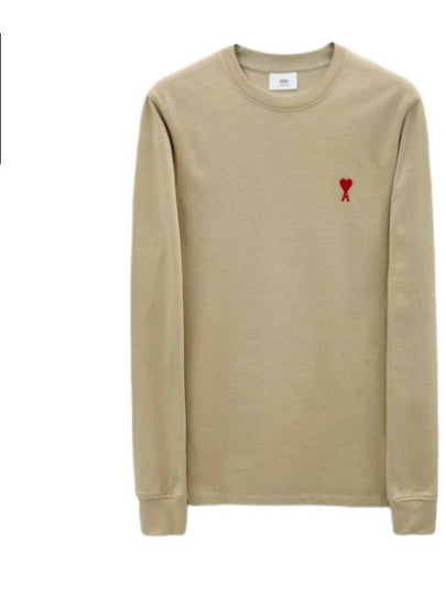 Small Heart Logo Sweatshirt Beige - AMI - BALAAN 2