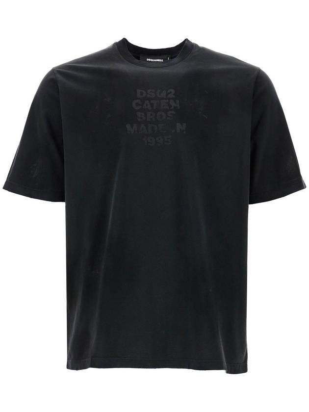 dark grey cotton t-shirt with logo print - DSQUARED2 - BALAAN 1