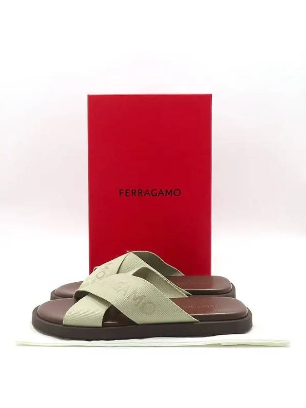 Ferragamo 763203 Beige Color Crossover Men s Sandals Size 9 280MM - SALVATORE FERRAGAMO - BALAAN 1