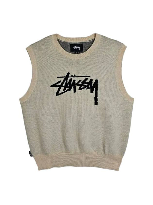 logo knit vest cream - STUSSY - BALAAN 1