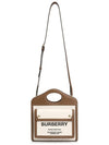 Mini Two-Tone Canvas And Leather Pocket Bag Natural Malt Brown - BURBERRY - BALAAN 8