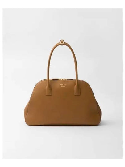 Medium Leather Tote Bag Caramel - PRADA - BALAAN 2