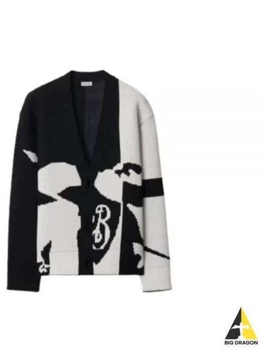 EKD Intarsia Knit Cashmere Cardigan Black - BURBERRY - BALAAN 2