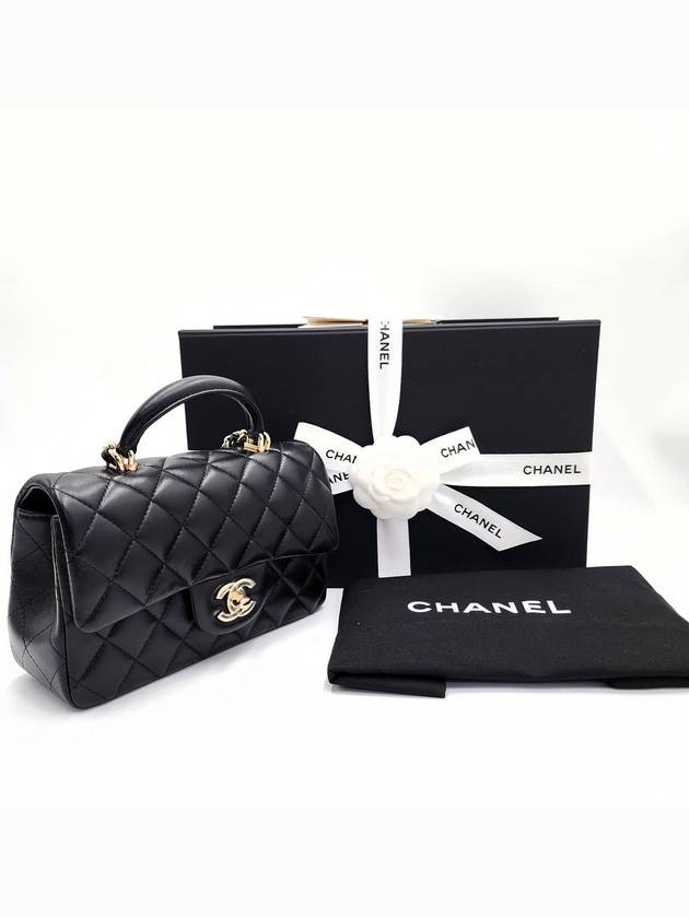 Classic New Mini Top Handle Lambskin Black Gold AS2431 - CHANEL - BALAAN 1