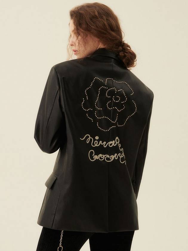 Rose Studded Fox Leather Jacket Black - GOCORI - BALAAN 2