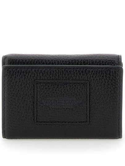 'The Wallet Trifold' Black Wallet With Engraved Logo On The Front In Hammered Leather Woman - MARC JACOBS - BALAAN 2