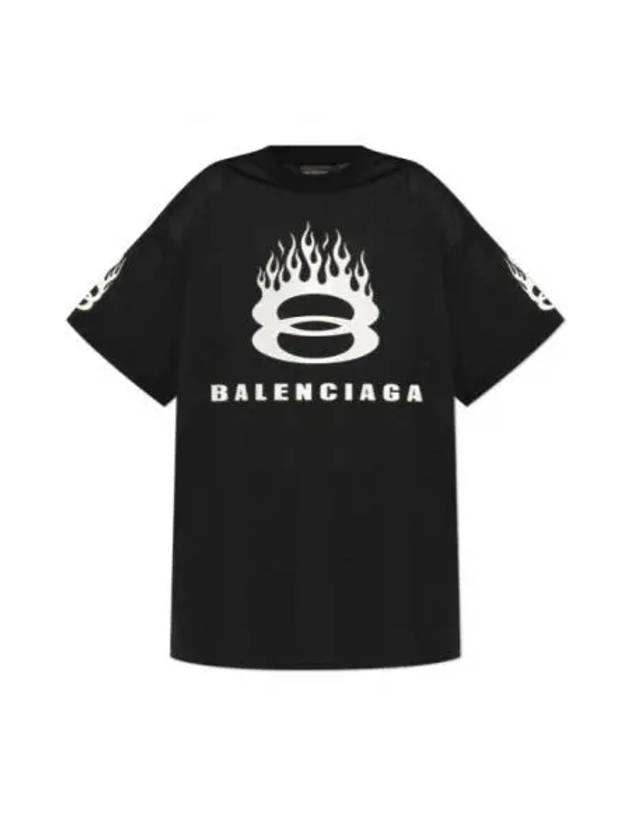 Logo print crew neck short sleeve t shirt black - BALENCIAGA - BALAAN 2