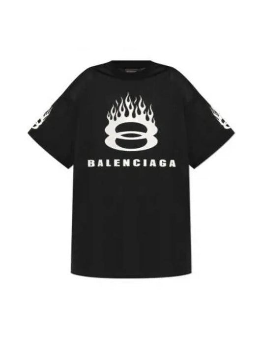 Logo print crew neck short sleeve t shirt black - BALENCIAGA - BALAAN 2