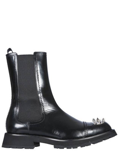 Men's Studded Toe Leather Chelsea Boots Black - ALEXANDER MCQUEEN - BALAAN 2