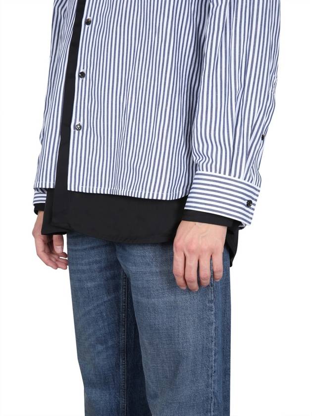 Cotton Linen Stripe Double Long Sleeve Shirt Blue - BOTTEGA VENETA - BALAAN 5