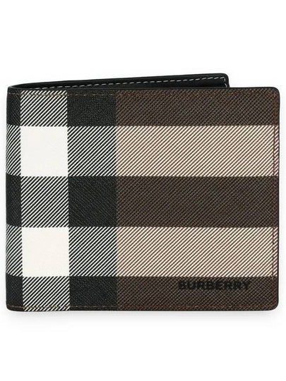 Check Leather International Bifold Wallet Dark Birch Brown - BURBERRY - BALAAN 2