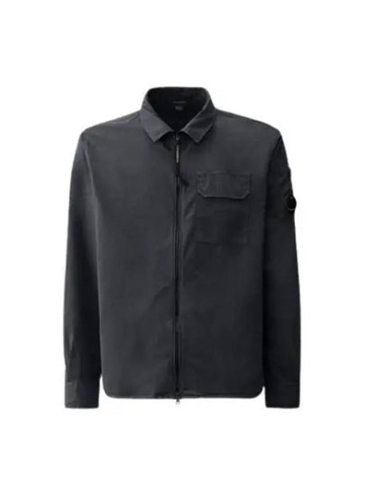 Gabardine Zip Up Long Sleeve Shirt Navy - CP COMPANY - BALAAN 2