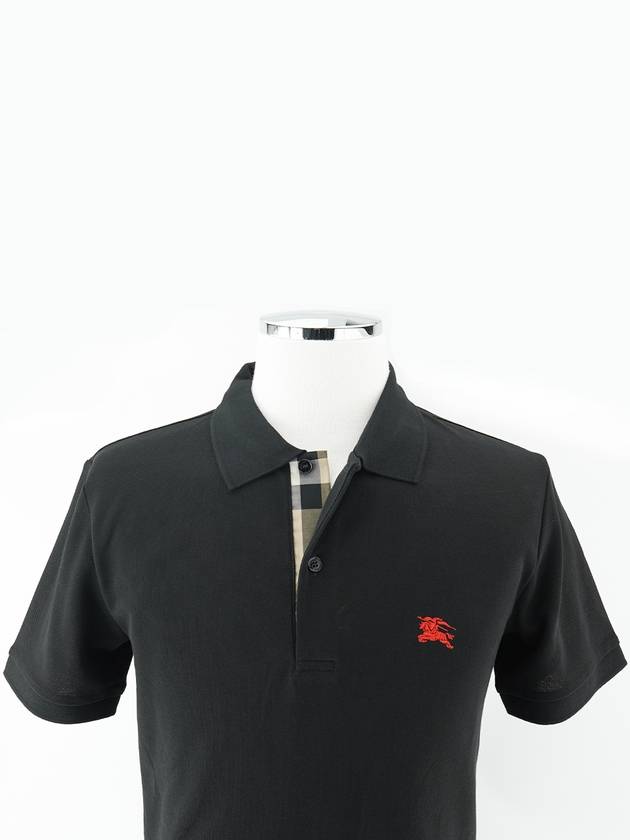 Men's Embroidered Logo Cotton Polo Shirt Black - BURBERRY - BALAAN 2